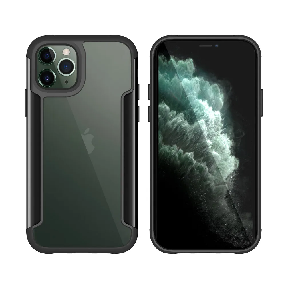 Противоударный защитный чехол для iphone 11 pro max, роскошный силиконовый чехол-накладка для iphone 11 pro max, гибридный Чехол - Цвет: Черный