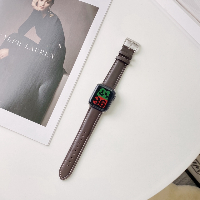 Genuine Leather Strap for Apple Watch Band 38mm 42mm 40mm 44mm SE7 6 5 Smooth Loop for Iwatch 4 3 2 1 41mm 45mm Bracelet