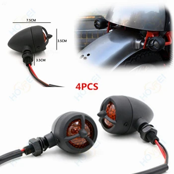

4pcs/set universal Retro Motorcycle metal grill Bullet Turn Signal lights Indicator Blinkers lamp For Harley Honda