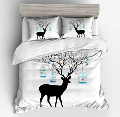 King size bedding set quilt cover letter feather home textile new comfortable home bedding Christmas elk bed set queen bed set