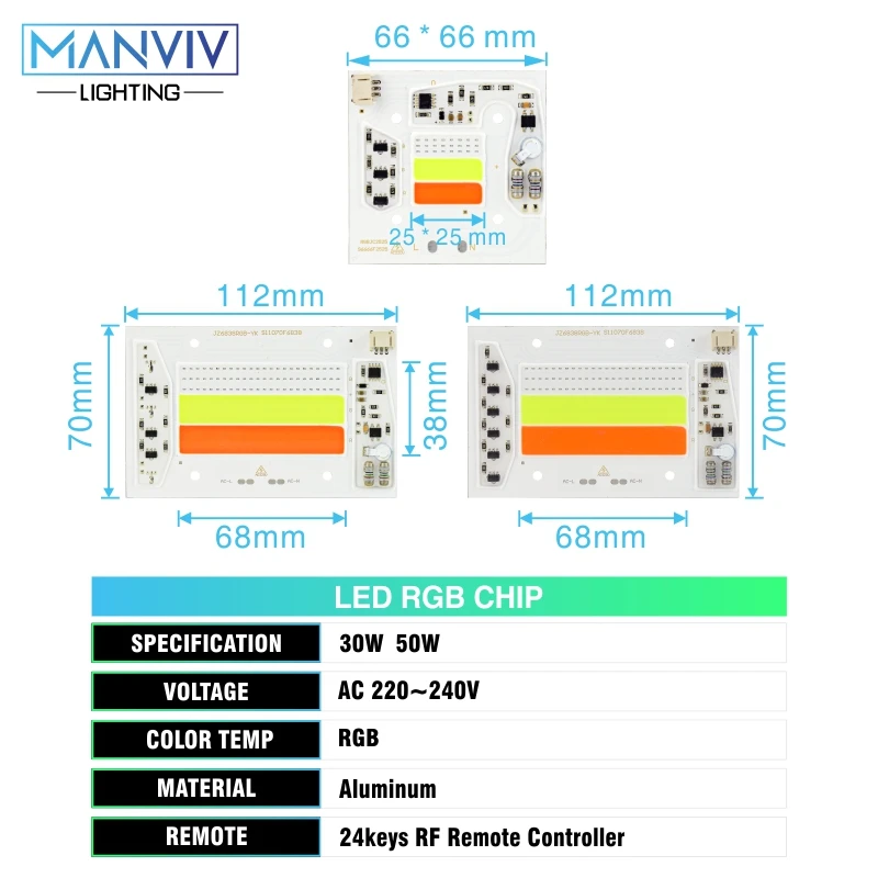 30 Вт 50 Вт RGB светодиодный COB Чип 220 В без необходимости драйвер COB светодиодный чип лампы чипы для прожектора садового квадратного освещения