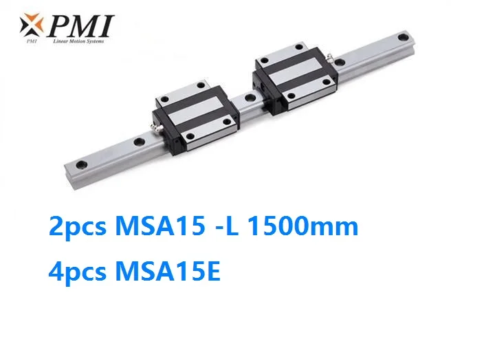 2шт Тайвань PMI MSA15-L 1500 мм линейная направляющая+ 4 шт. MSA15E фланцевые блоки каретки для ЧПУ