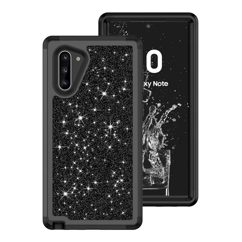 Черный Роскошный блестящий противоударный чехол для телефона samsung Galaxy Note 10 Plus 9 S10 S9 Plus Броня гибридная 3 в 1 жесткий чехол - Цвет: Черный