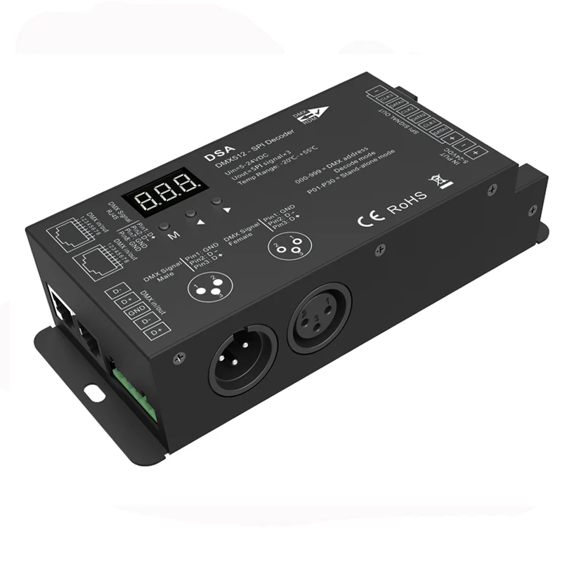 New Led DMX512 to SPI Decoder DMX-SPI Converter 1024 Dots TTL Pixel Controller Support 6803/8806/2811/ 2812/2801/3001/9813 ic