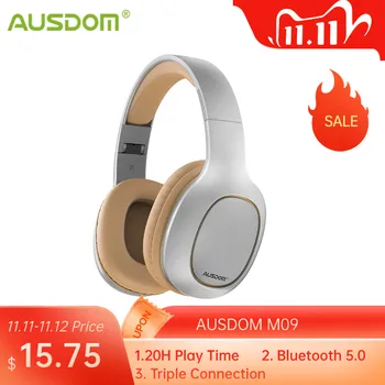 

AUSDOM M09 Wireless Headphones Bluetooth 5.0 Headset Foldable Deep Bass Bluetooth Headphone for iPhone Xiaomi Support TF Card