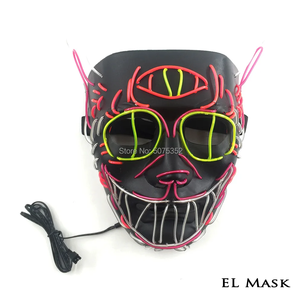 Лидер продаж Кот Король Косплей EL маска танец DJ Led рейв маска неоновые светящиеся Хэллоуин маска питание от Inverter инвертор