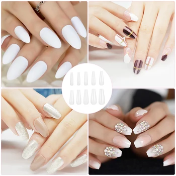 

500PCS Long Coffin Fake Nails Full Cover Natural Ballerina False Nail ABS Nail Tips 10 Sizes