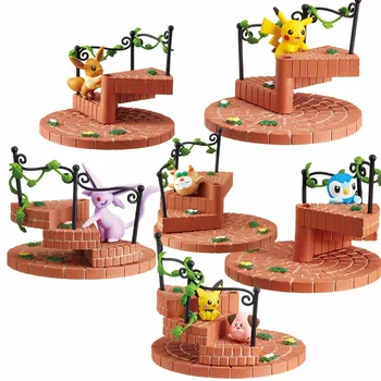 激安 ポケモン人形6個ピカチュウイーブイポッチャマアクションフィギュアグッズテーブル飾り子供ギフトスパイラル階段エルフブラインドボックスおもちゃ