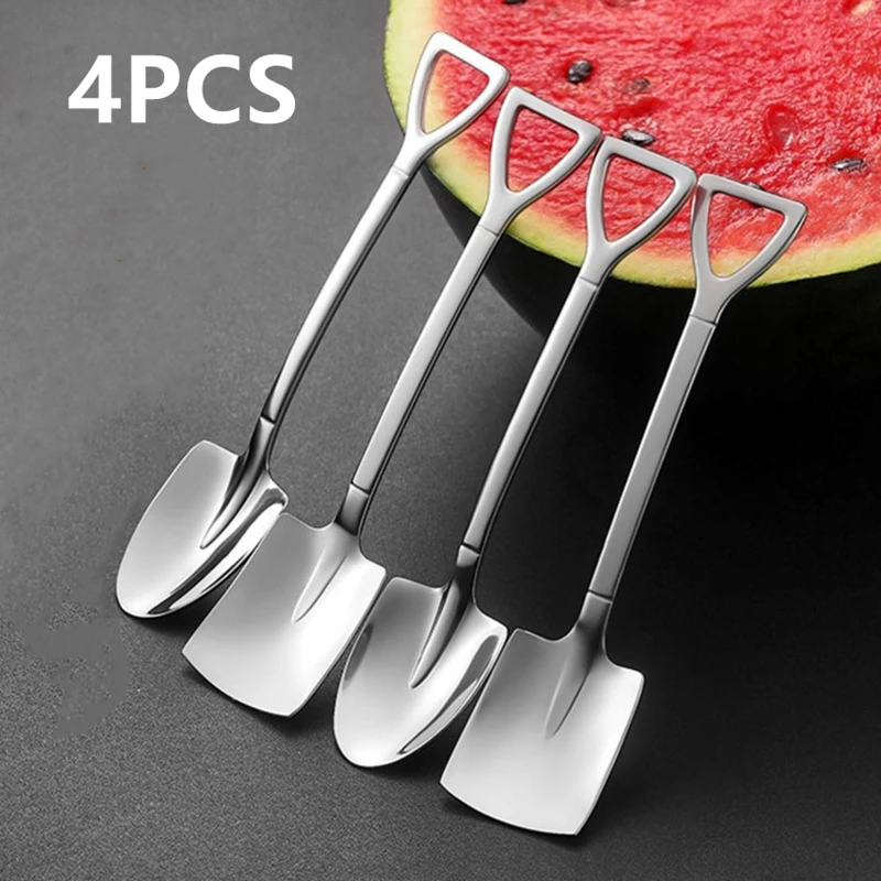 Creative Spoon Tableware Cutlery-Set Iron-Shovel Ice-Cream Stainless-Steel Retro Fashion