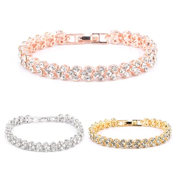 

Fashion 1 PCS Exquisite Luxury Crystal Lady Bracelet 3 Colors Simple Full Rhinestone Bracelet Jewelry Gift