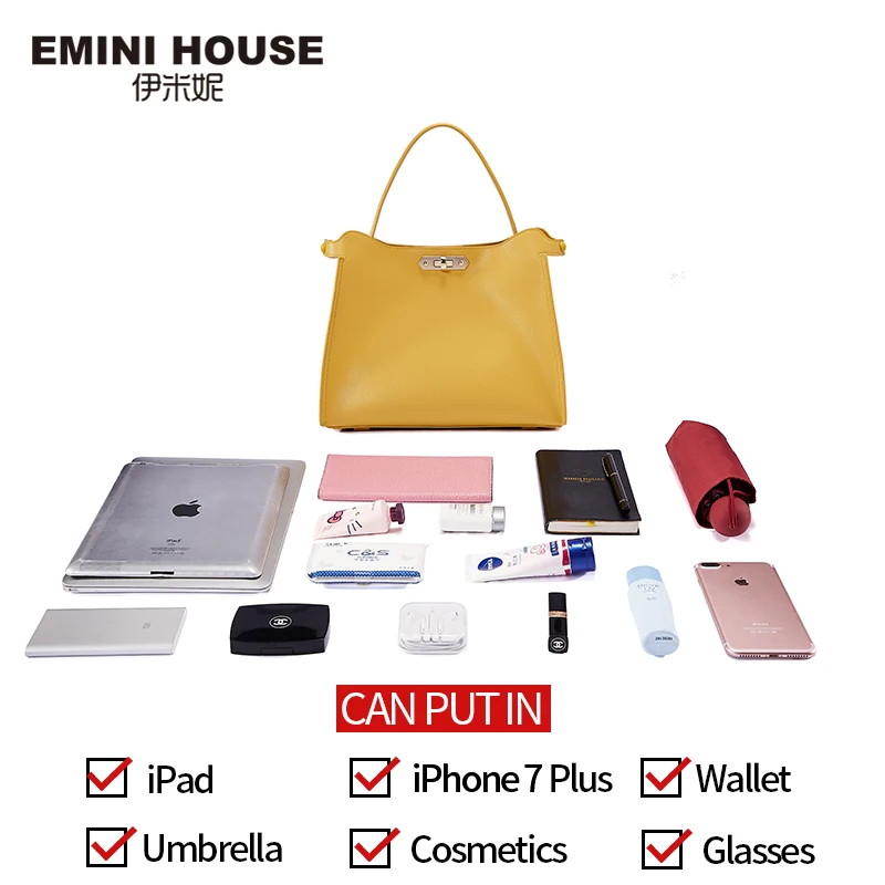 EMINI HOUSE, кожаная сумка, повседневная, тоут, роскошные сумки, женские сумки, дизайнерские сумки через плечо для женщин, сумка на плечо