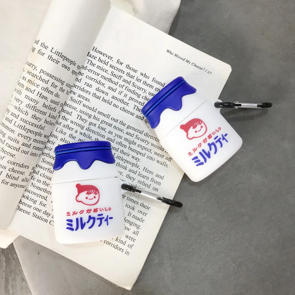 Японские kawaii бутылки молока 3D Мягкие силиконовые Милые Airpods милый мультфильм прекрасный подарок для Apple Airpods2 Bluetooth наушники чехол