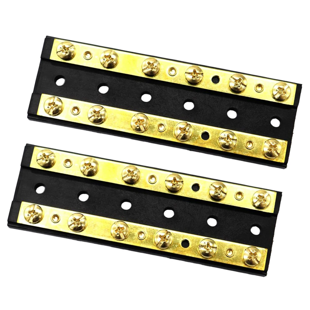 2pcs 32V 60A Dual Row 12 Positions Brass Bus Bar Terminal Block for Marine Boats Car