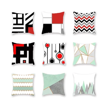 

Geometric Sofa Decorative Cushion Cover Pillow Red Geometric Abstract Pillowcase Polyester Pillow Cover Home Living Room Decor