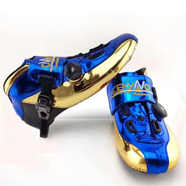 blue golden Самоблокирующиеся скоростные роликовые коньки, европейские размеры 29-45, углеродное волокно, профессиональная обувь для соревнований, гоночных коньков, Patines - Цвет: blue golden