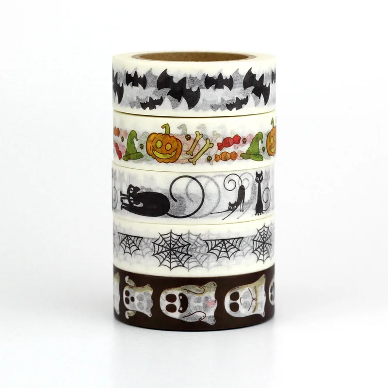 

10M Bat Black cat Web Pumpkin Candy Magic hat Decorative Halloween Washi Tape Set Scrapbooking Masking Tape School Office Supply
