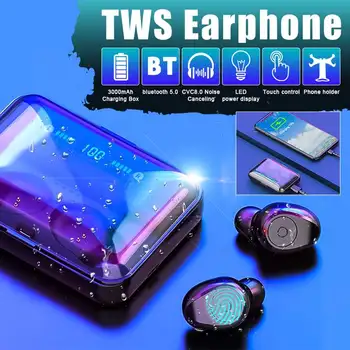 

CLAITE TWS Wireless bluetooth Earphone LED Display Bilateral Call Touch Control Earbuds Auto Pairing Waterproof Sport Headset