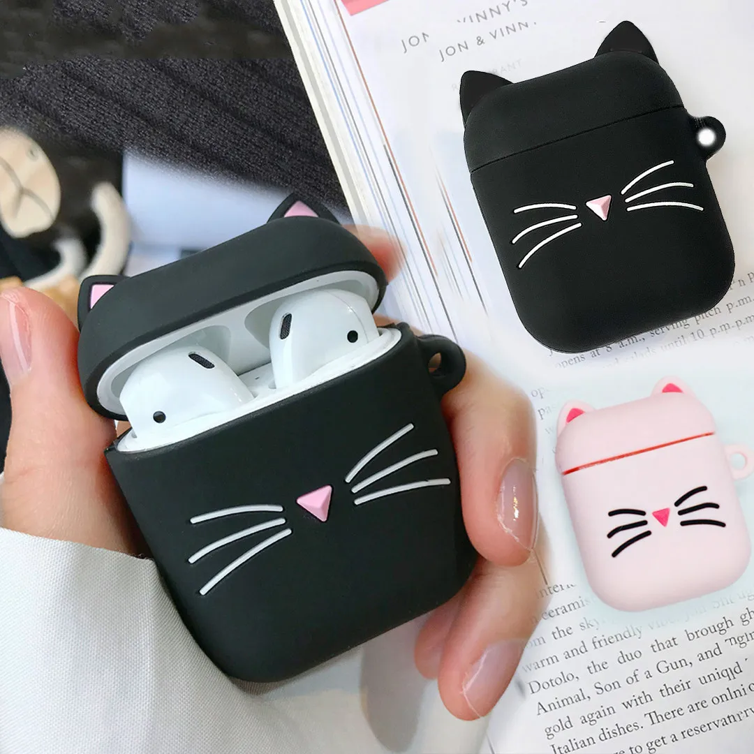Чехол для airpods защитный чехол с милым мультяшным котом и шнурком силиконовый air pods
