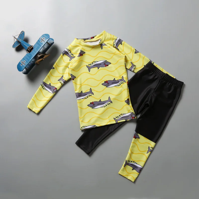 Boys two clothes 3-11 years old children's long sleeved skirt swimsuit children's lovely flower printed swimsuit baby swims