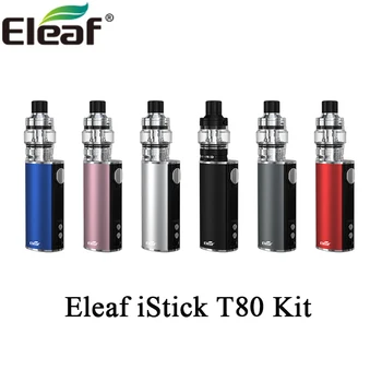 

Original Eleaf iStick T80 Kit 80W Box Mod with 5ml Pesso Tank/ MELO 4 D25 Tank fit 0.3ohm EF Head & EC-M 0.15ohm Head iStick T80