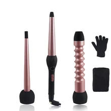 

Hair Curler 3 Interchangeable Curling Iron Wand Set Hair Curler with Ceramic Tourmaline Barrels Dual Voltage Hair Curling Iron