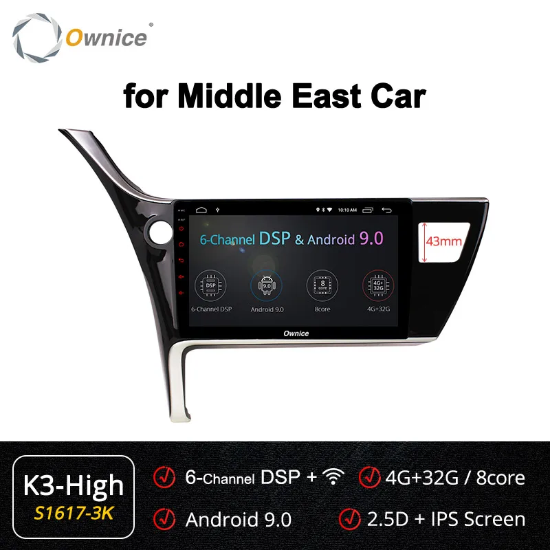Ownice K1 K2 K3 K5 K6 Android 9.0 8 Core 2 Din Car dvd player for Toyota Corolla 4G LTE 360 Panorama DSP Car Play DVR - Цвет: S1617-3 K3-High