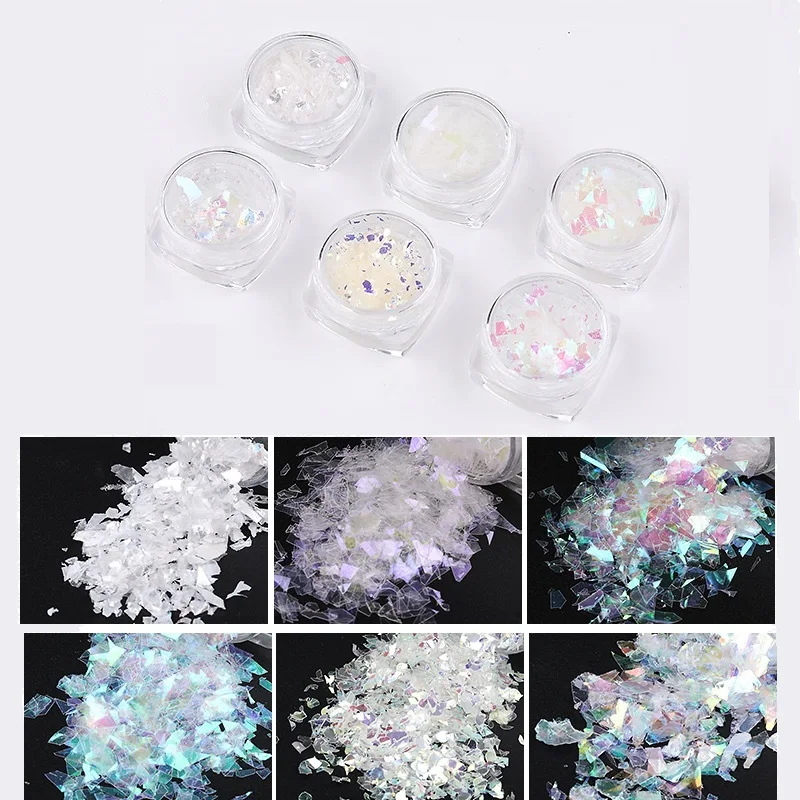 6pcs Gold Silver Nail Art Glitter Flakes Mermaid Holographic Irregular Paillette Spangle DIY Sequins Nail Manicure Decoration