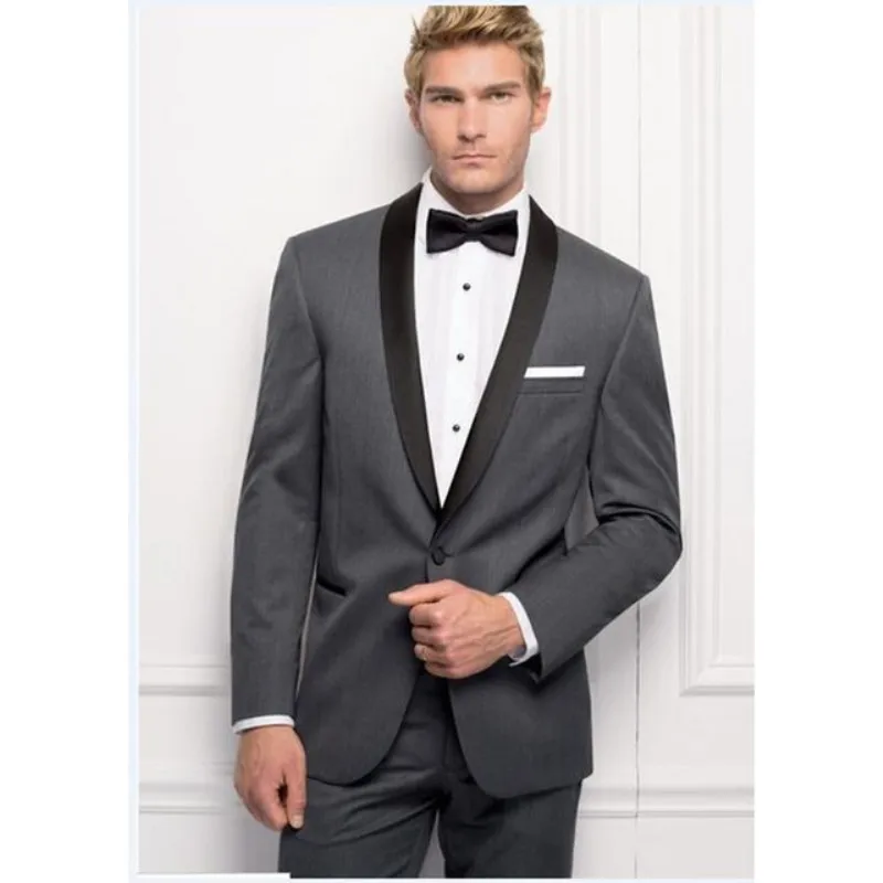 

A Button Groom Tuxedos For Men Suit 2 Pieces (Jacket + Pants + Tie) Groomsman Tuxedos Wedding Slim Fit Prom Groom Men Clothing 0