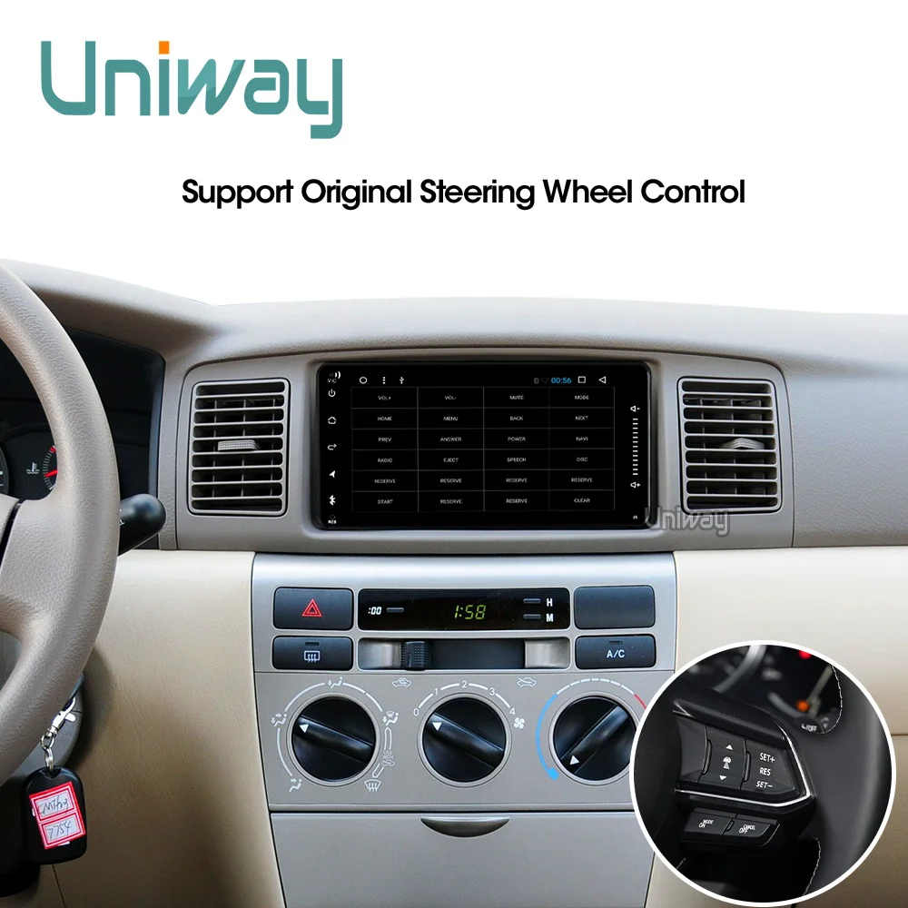 Sale uniway AHG7071 2G+32G android 9.0 car dvd for toyota avensis hilux old camry RAV4 car radio gps navigatrion 5