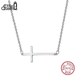 Rinntin 100% реальные 925 пробы серебряные ожерелья подвески для женщин простой дизайн крест Форма кулон женский ювелирные украшения TSN110