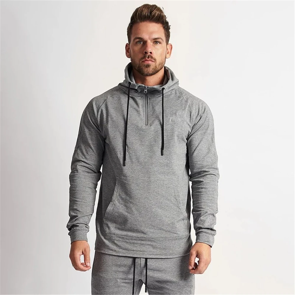 メンズフード付きスウェットシャツ 秋のコットンフード付きスウェットシャツ ジム用カジュアルスポーツウェア Hoodies Sweatshirts Aliexpress