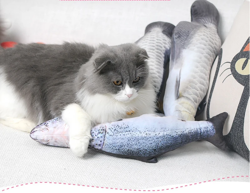 1 шт., игрушка для питомца, кошки, котенка, жевательной кошачьей мяты, 3D принт, игрушка для кошки в форме рыбы, милая игрушка для моделирования, Интерактивная кошка 20 см, 30 см, два размера