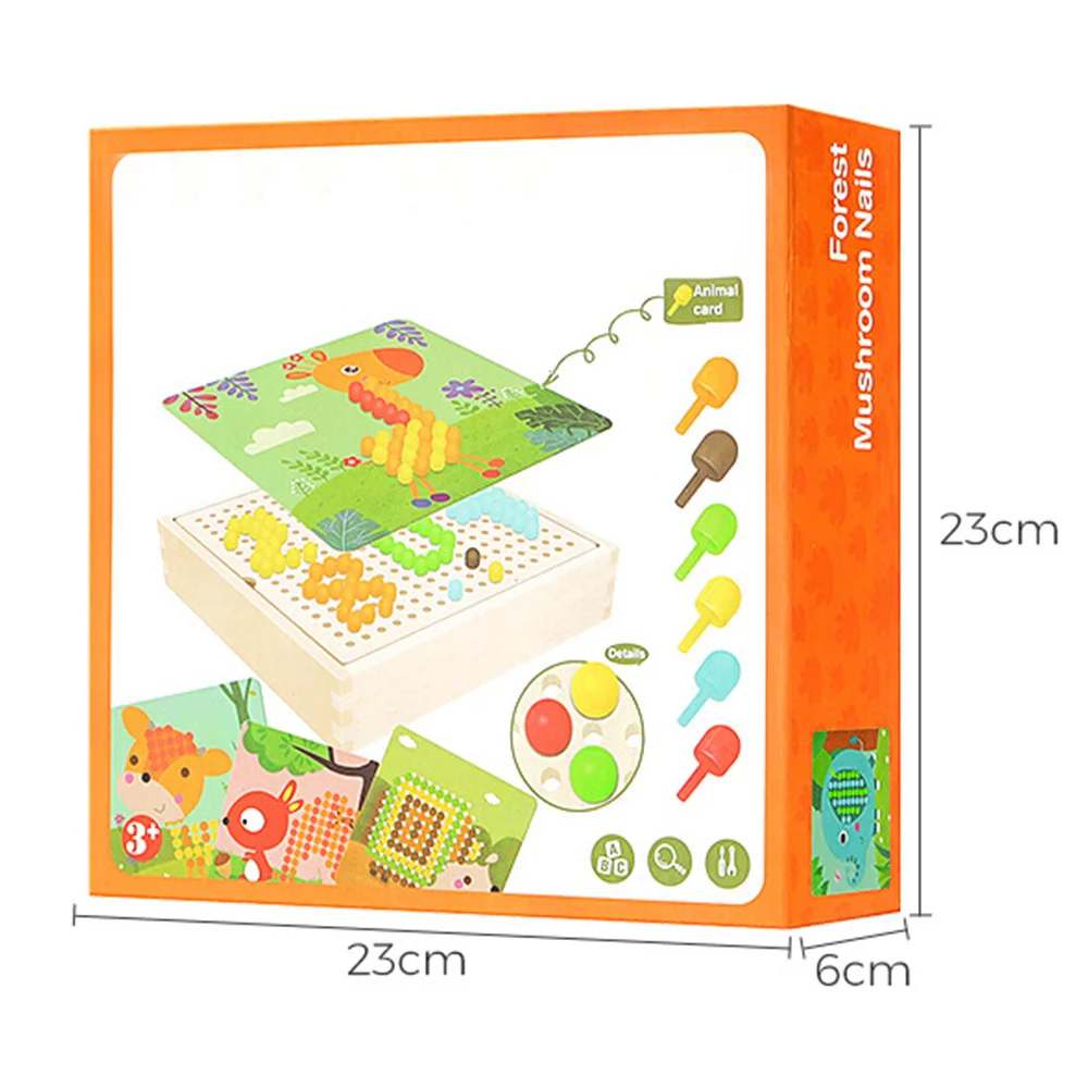 Very best  240 Pcs 3D Mushroom Nail Intelligent Puzzle Games Mosaic Peg Board Jigsaw Puzzle Kids DIY Education