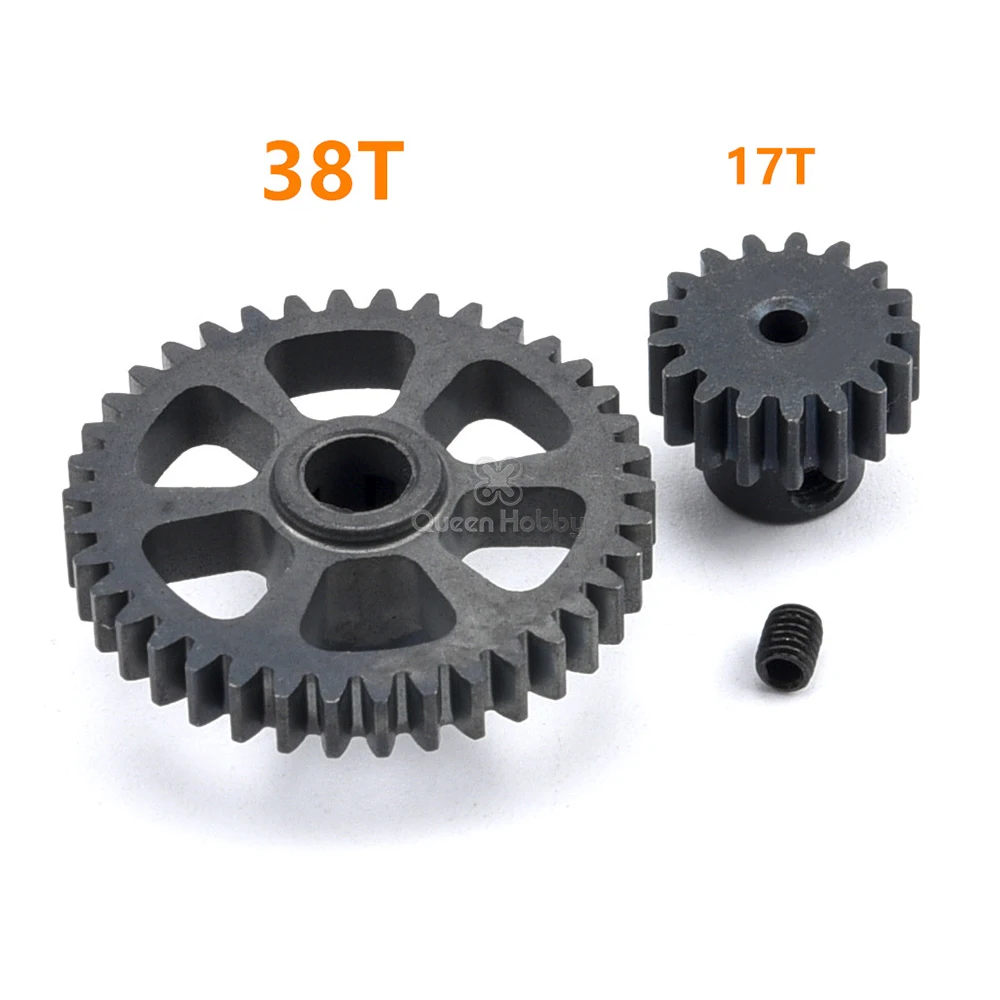 Queen Hobby 38T Steel Metal Diff Main Gear &amp 17T Motor Pinion Spare Parts for WLtoys RC 1/18 A959 A949 A969 A979 K929 | Игрушки и