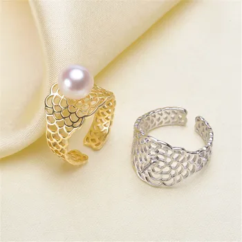

Delicate Pearl Rings Settings S925 Sterling Silver Rings Mount Women DIY Handmade Craft Rings Jewelry Accessory