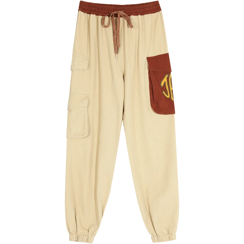 Camel ELFSACK, Camel, цветные, повседневные женские штаны, зима, новые, необычные, с карманами, для девушек, для офиса, комбинезоны, брюки - Цвет: Camel