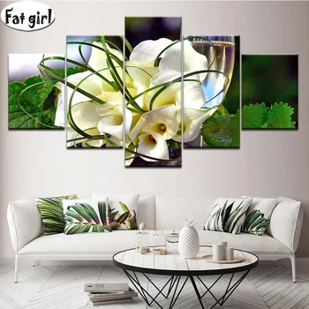 

5 Pieces Calla lily Flower Diamond Painting Large Wall Art mosaic diamond embroidery Polygraph Living Room Gift Romantic Gift