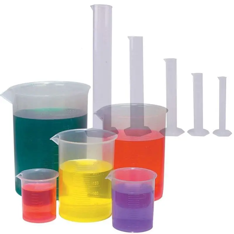 

5 Sizes Clear Plastic Graduated Cylinders (10 25 50 100 250ml) 5 Pack Plastic Beakers Set- 50, 100, 250, 500, 1000ML