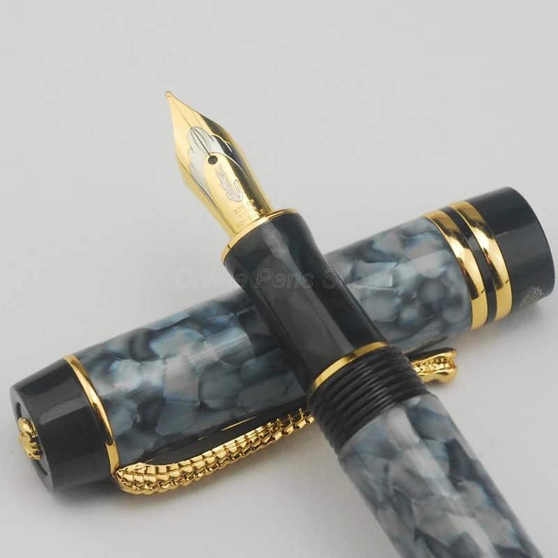 Caneta de Tinta Dourado para Escrever Crocodilo Celulóide Caneta Tinteiro Gelo Cinza Médio Nib 0.7mm Escrita Presente Clipe 4 crocodilo clipe dourado para escrever presente caneta