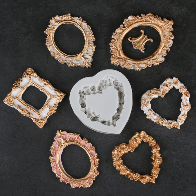

Classic Picture Frame Molds Fondant Cake Decor Tools Silicone Molds Sugarcraft Chocolate Baking Tools For Cakes Gumpaste Fimo