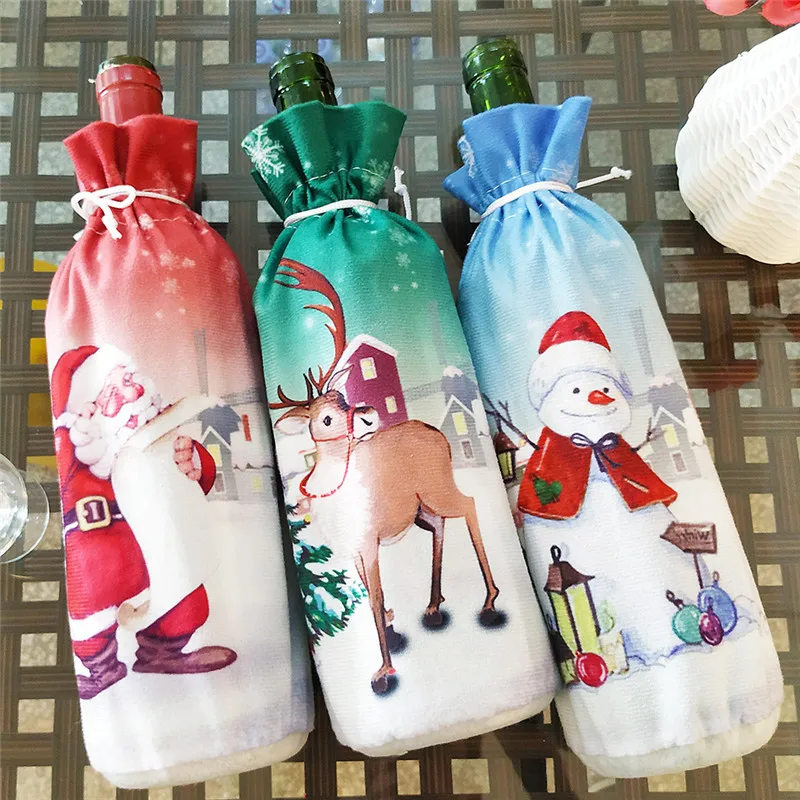 Санта-Клаус, снеговик для бутылки, крышка, Рождественская винная бутылка, Декор, набор, Рождественское украшение для дома, кухни, ужин, год, Рождество