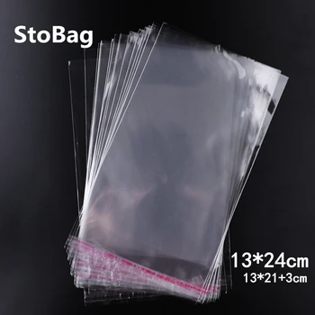 

StoBag 200pcs 13*24cm Transparent Self Adhesive Seal Plastic Bag Gift Toy Necklace Jewelry Packaging Bag Cellophane OPP Poly Bag