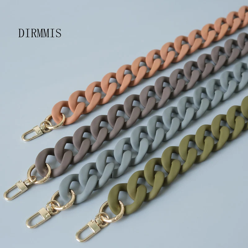 New Fashion Woman Handbag Accessory Chain Matte Kakhi Grey Orange Resin Chain Frosted Strap Women Clutch Shoulder Purse Chain