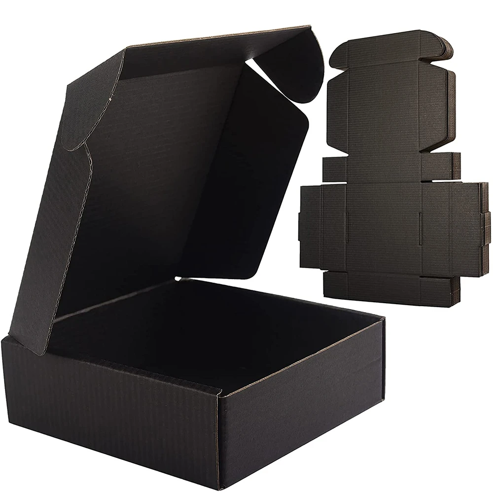 Cajas de cartón corrugadas para envíos negocios, embalaje para regalos artesanales, color negro|Envoltorios y bolsas de regalo| -