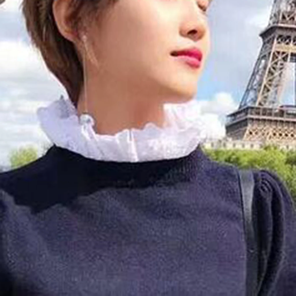 Solid Hollow Flower Ruffle Women False Collar Fake Half Shirt Blouse Detachable Bib Clothes Accessories