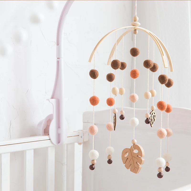 1Set Baby Hanger Baby Mobile Crib Hanger Frame Bed Bell Wooden Mobile Crib Frame Holder Newborn Gifts Infant baby toys musical hanging toys wooden mobile bracket
