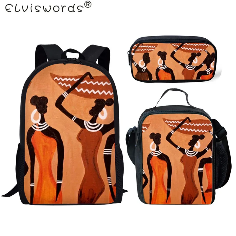 YQ3478CGK ELVISWORDS Африканский племенной танец печати девушки школьный рюкзак Набор для детей основной большой емкости сумка для малыша Mochila - Цвет: YQ3478CGK