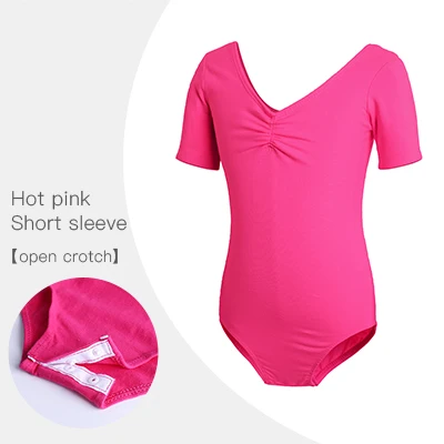 Ballet Leotards Kids Gymnastics Leotard Girls Dance Bodysuit Dancewear Dance Costumes Toddler Cotton Dance Leotard Short Sleeves Hot Pink