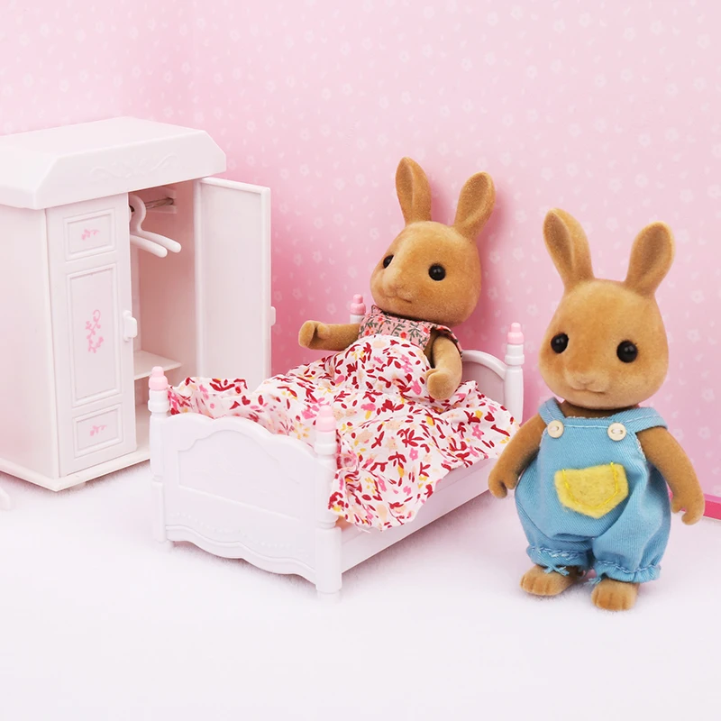 New Style Miniature Forest Family Villa 1/12 Furniture Set Toy Forest Animal Family Mini Bedroom Living Room Furniture Set 5