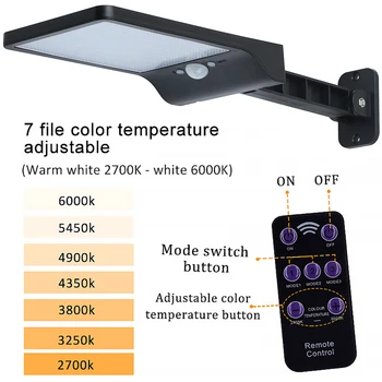 

48LED Solar Motion Sensor Wall Light Outdoor Street Lamp with Remote Control Waterproof Garden Street Lamp Adjustable Brightness